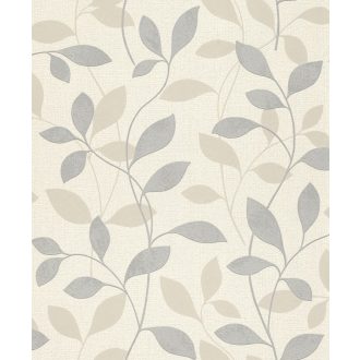   Rasch Andy Wand 639827 Natur Kecses levélmintázat krémfehér bársonyos szürke gyöngyház finom fény tapéta
