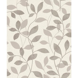   Rasch Andy Wand 639841 Natur Kecses levélmintázat krémfehér bársonyos bézs szürkésbarna csillogó gyöngyház finom fény tapéta