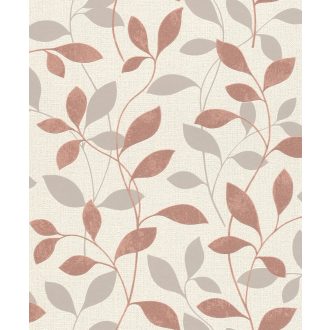   Rasch Andy Wand 639858 Natur Kecses levélmintázat krémfehér bársonyos terrabarna csillogó gyöngyház finom fény tapéta