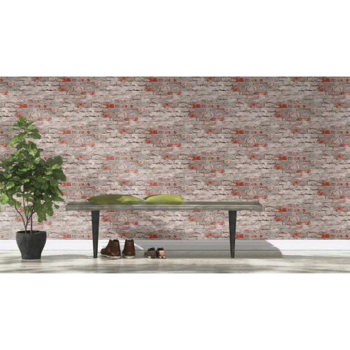 Rasch Andy Wand 649437 Natur kultikus Loft téglafal betonszürke vörösesbarna tapéta