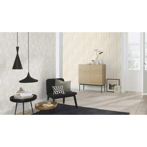 Gyengéd grafikus hullámok szép dinamika harmonikus megjelenés bézs krém kékesszürke rosé tapéta