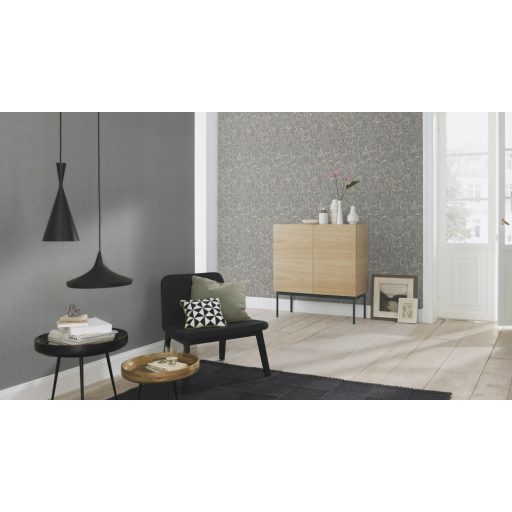 Vintage romantikus művészi indamotívum 3D sötétszürke szürkésbarna fekete ezüstszürke kiemelés tapéta