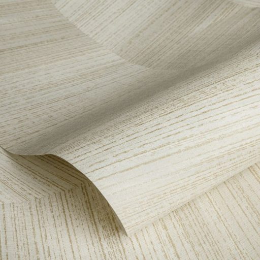 Halszálkába rendezett elegáns és természetes fa textúra mintázat krém bézs és szürkésbézs finom arany fémes hatás tapéta