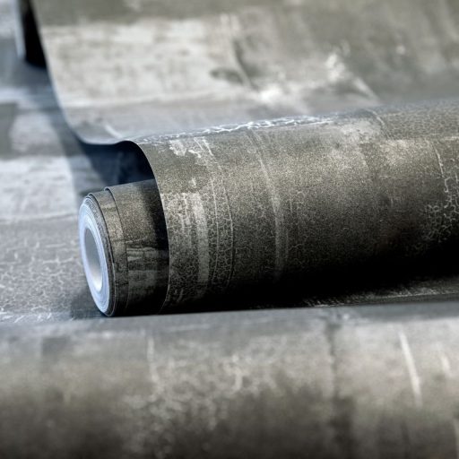 Festékrétegek átfedésében repedezett csillámló felületű töredezett grafikus minta szürke sötétszürke ezüst és fehér tónus tapéta