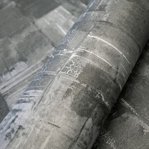 Festékrétegek átfedésében repedezett csillámló felületű töredezett grafikus minta szürke sötétszürke ezüst és fehér tónus tapéta