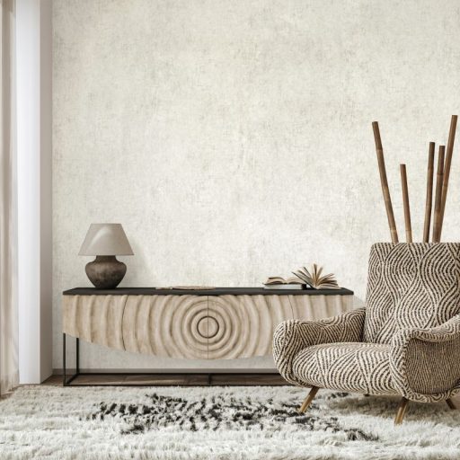 Karcolt beton/valokat hatású texturált minta krém és elefántcsont tónus enyhe arany csillogás tapéta