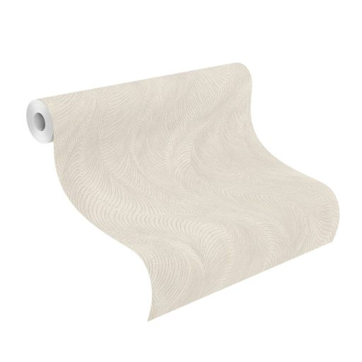 Finoman hullámzó texturált minta a homokdűnék eleganciájával vajszín szürkésbézs és bézses-zöld tónus finom mintafény tapéta