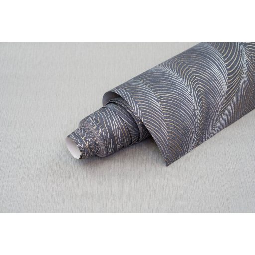 Finoman hullámzó texturált minta a homokdűnék eleganciájával szürke szürkésbarna kék arany és ezüst tónus finom mintafény tapéta