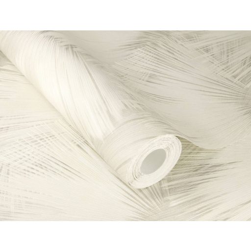 Nagyméretű legyezőformák tüzijátékként robbannak be a térbe krém krémszürke és szürkésbézs tónus finom mintafény tapéta