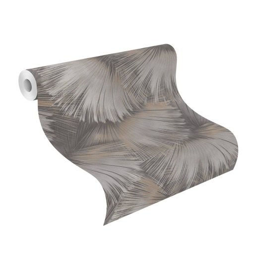 Nagyméretű legyezőformák tüzijátékként robbannak be a térbe grafitszürke szürkésbarna pezsgő és arany finom mintafény tapéta