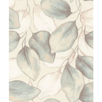   Plasztikus szinte élő és lélegző térbeli levél design pezsgő/pasztell narancs menta aranyló-pezsgő és világos bézs tónus tapéta