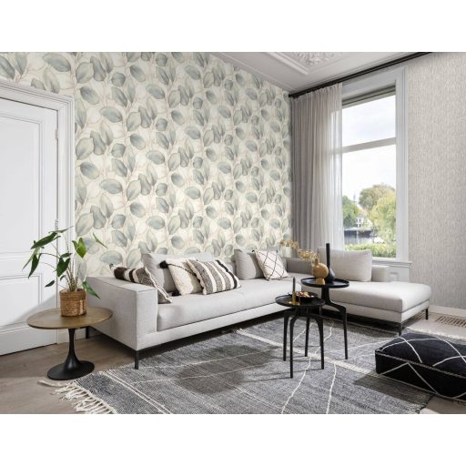 Plasztikus szinte élő és lélegző térbeli levél design pezsgő/pasztell narancs menta aranyló-pezsgő és világos bézs tónus tapéta