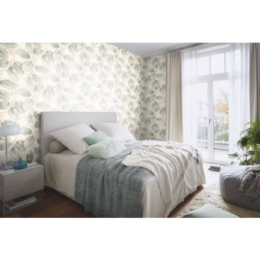 Plasztikus szinte élő és lélegző térbeli levél design pezsgő/pasztell narancs menta aranyló-pezsgő és világos bézs tónus tapéta