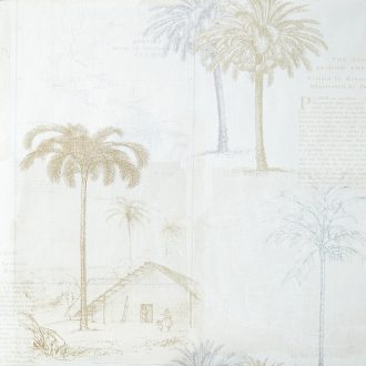   Caselio Passports 66591099 PALMS Natur trópusi pálmafák krém bézs lila barna ezüst tapéta