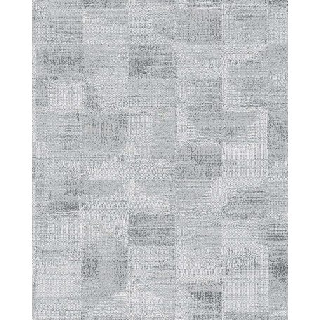 Novamur Ella 6759-10 Geometrikus textil alapon négyzetek szürke fehér ezüst fénylő hatás tapéta