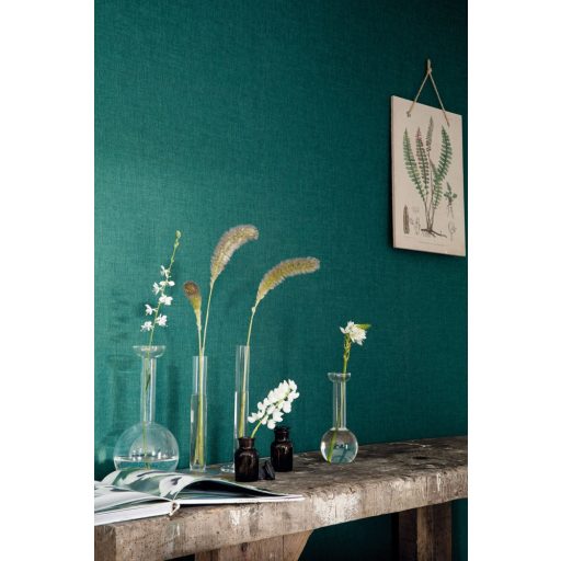 Caselio Sunny Day 68527272  egyszínű texturált vászonhatás sötétzöld tapéta