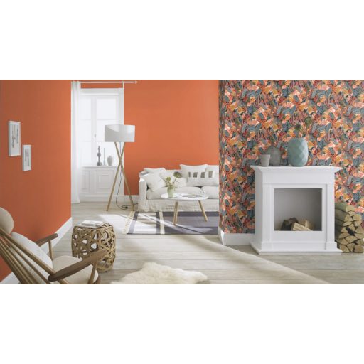 Rasch Tropical House/Maya 687569 Natur Egyszínű finom textil struktúra ragyogó sötét korallszín tapéta