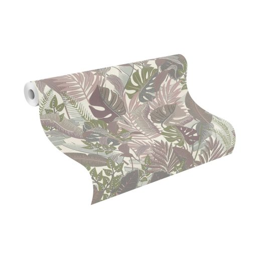 Rasch Tropical House 687859 Botanikus Trópusi 3D hatású nagy egzotikus levelek krémfehér rosé szürkéskék zöld tapéta