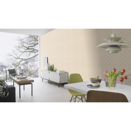 Rasch Tropical House 687927 Geometrikus bambusz struktúrájú grafikus 3D minta puderszín fényes mintarészletek tapéta