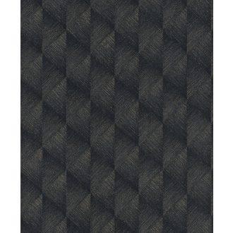   Rasch Tropical House 687958 Geometrikus bambusz struktúrájú grafikus 3D minta éjkék/antracit arany fényes mintarészletek tapéta