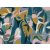 Rasch Tropical House 688177 Botanikus Picassoi egzotikum művészi trópusi levelek virágok kék zöld sárga rózsaszín fehér falpanel