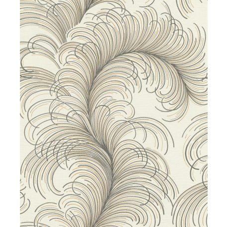Pontokkal kialakított nagyvonalú tollminta textilstruktúra fehér szürke fekete csillogó arany tapéta