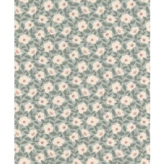   Skandináv jellegű varázslatos apró virágos minta mentazöld világosbézs zöld barna tapéta