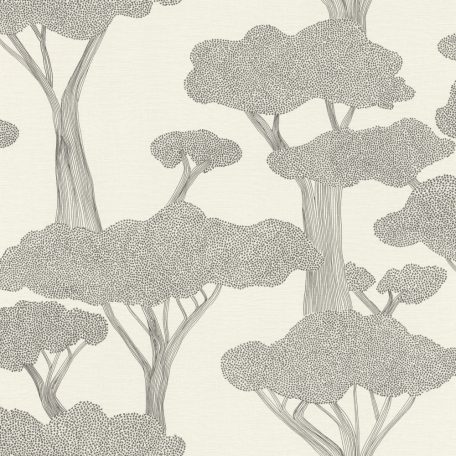 Ötletes fa megjelenítés - az erdő nyugalma krémfehér fekete tapéta
