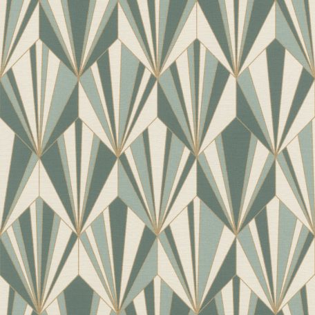 Elbűvölő és meggyőző Art Deco design textil háttéren törtfehér menta és zsályazöld tónus tapéta