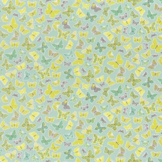   Caselio Pretty Lili 69287007  pillangók fűzöld almazöld menta szürke dekoranyag