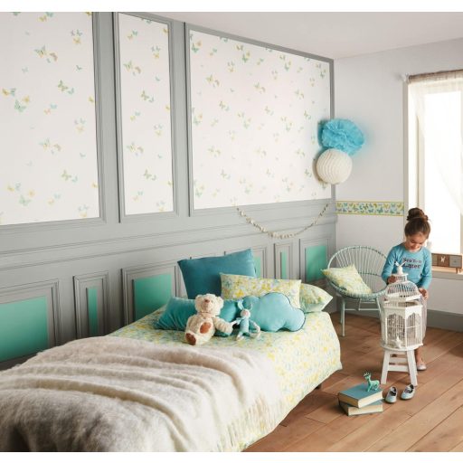 Caselio Pretty Lili 69287007  pillangók fűzöld almazöld menta szürke dekoranyag