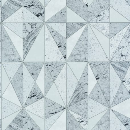 Geometrikus csempeminta markáns márványerezettel fehér és szürke tónus tapéta