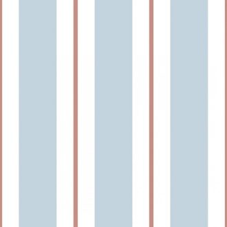   ICH Noa 7008-5 STRIPES BLUE/RED Gyerekszoba csíkos fehér világoskék vörös/vörösesbarna tapéta