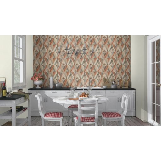 Rasch Kalahari 704020 Etno Geometrikus koncentrikus festett rombuszok bézs barna szürke terrakotta tapéta