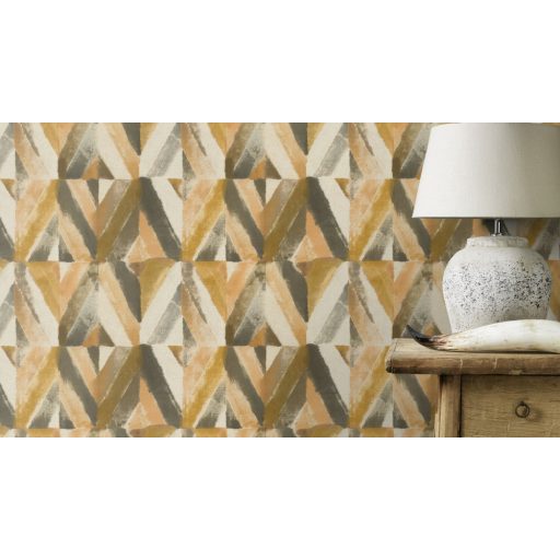 Rasch Kalahari 704044 Etno Geometrikus koncentrikus festett rombuszok vanília sárga szürke antracit tapéta
