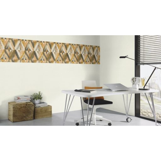 Rasch Kalahari 704044 Etno Geometrikus koncentrikus festett rombuszok vanília sárga szürke antracit tapéta