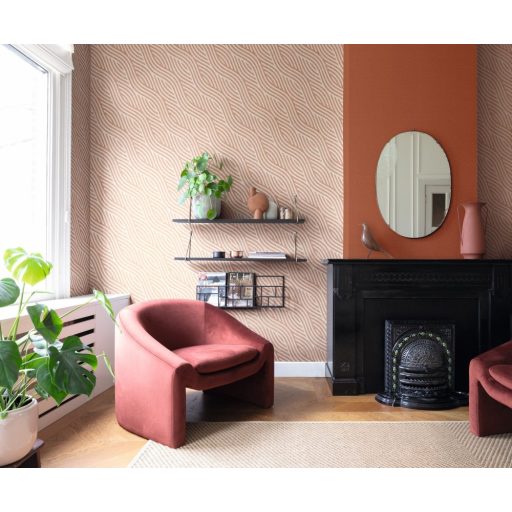 Rasch Kalahari 704549 Etno Grafikus egyedi mintavezetésű hullámminta stilizált homokdűne 3D bézs korallszín/barna tapéta