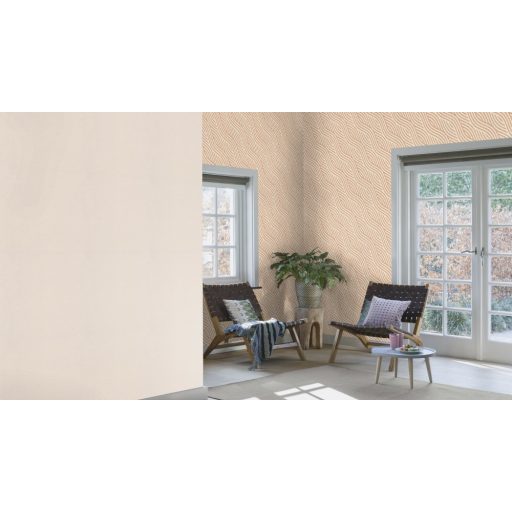 Rasch Kalahari 704549 Etno Grafikus egyedi mintavezetésű hullámminta stilizált homokdűne 3D bézs korallszín/barna tapéta