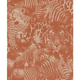   Rasch Kalahari 704723 Natur Etno Szafari a szavanna állatai narancsvörös/terrakotta tapéta