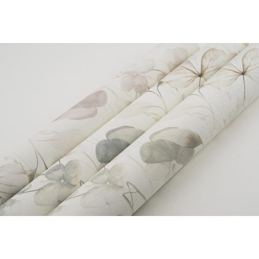 Bohém és romantikus akvarell áttetsző botanikai/virág minta krém/krémfehér púderrózsaszín és mályva tónus tapéta