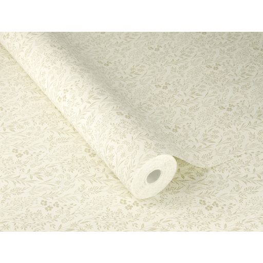 Sűrű mégis légies kompozíció - mikro-botanikus virág és levél rajzolat krémfehér és finom bézs tónus tapéta