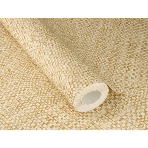 Természetes bambusz fonást idéző kifinomult geometriai minta meleg krém és bézs tónus tapéta