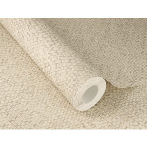 Természetes bambusz fonást idéző kifinomult geometriai minta krém bézs és szürkésbézs tónus tapéta