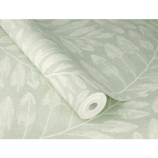Botanikai szépség az akvarell lágyságával - páfrány és trópusi levelek pasztell menta lágy szürkészöld és tötfehér tónus tapéta