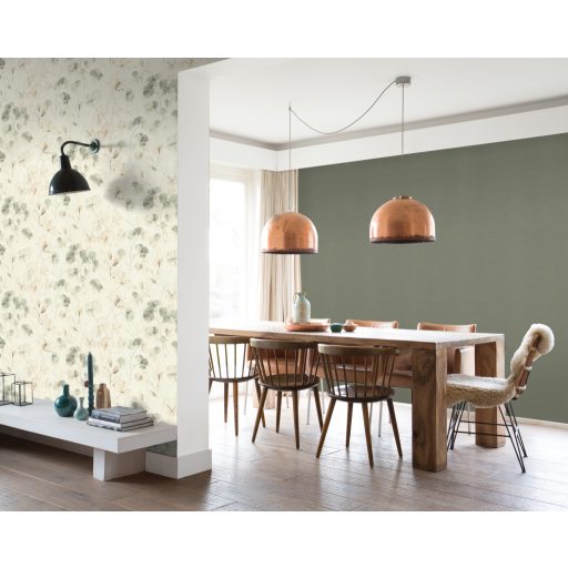 Minimalista elegancia - természetes és kifinomult textilhatású lenvászon minta lágy zöld/szürkészöld tónus tapéta