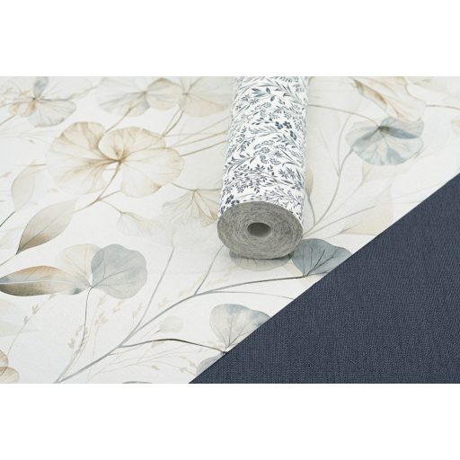 Minimalista elegancia - természetes és kifinomult textilhatású lenvászon minta sötét acélkék tónus tapéta