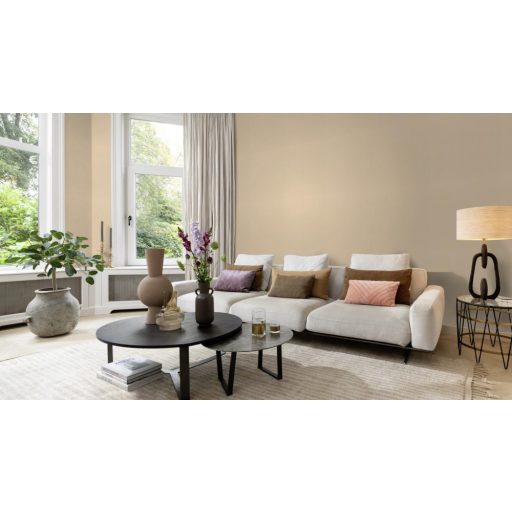 Finom textúrájú enyhén fémes hatású diszkrét egyszínű minta bézs/világosbézs/őszibarack tónus tapéta