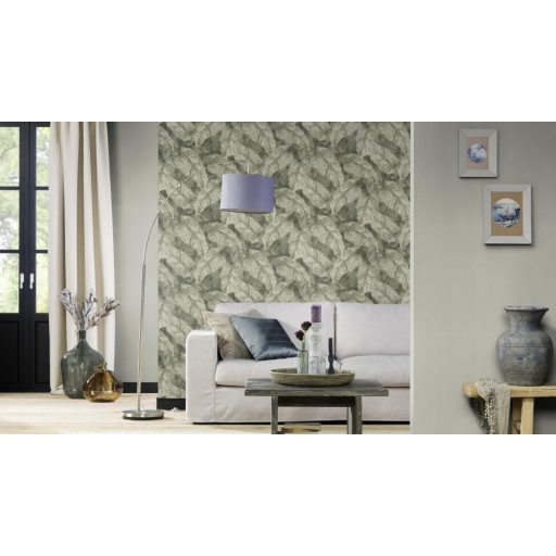 Finom textúrájú enyhén fémes hatású diszkrét egyszínű minta bársonyos szürke tónus tapéta