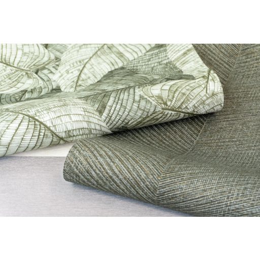 Nagy Fogás! Halszálkás minta a horgon textilstruktúra zöld szürkészöld szürke és arany tónus tapéta