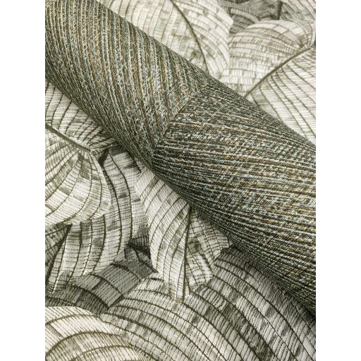 Nagy Fogás! Halszálkás minta a horgon textilstruktúra zöld szürkészöld szürke és arany tónus tapéta